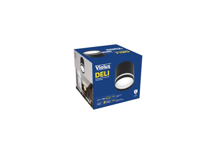 Світильник точковий накладний DELI 15W GX53 IP20 чорний Violux ( 340102 )