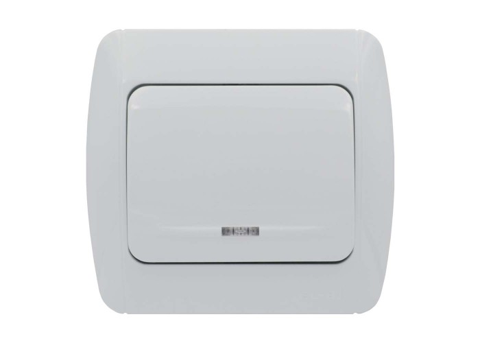 Вимикач ELBI ZIRVE Fixline білий 1кл з підсвіткою ( 501-010201-201 )