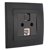 Розетка Nilson Touran чорна мат комп'ютерна  2-на CAT5e RJ45 ( 24381044 )