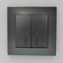 Вимикач ELBI ZENA Silverline чорний металік 2кл з підсвіткою без рамки (609-011100-203)