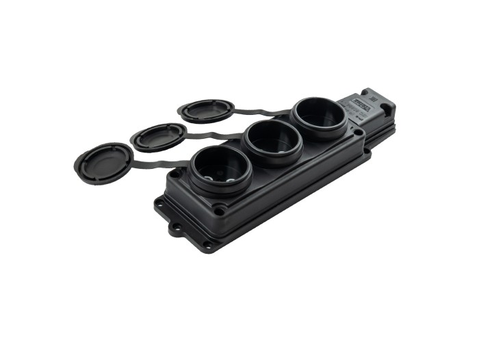 Колодка Violux каучук настінна 3-на без заземлення з кришкою IP44 ( 930710 )