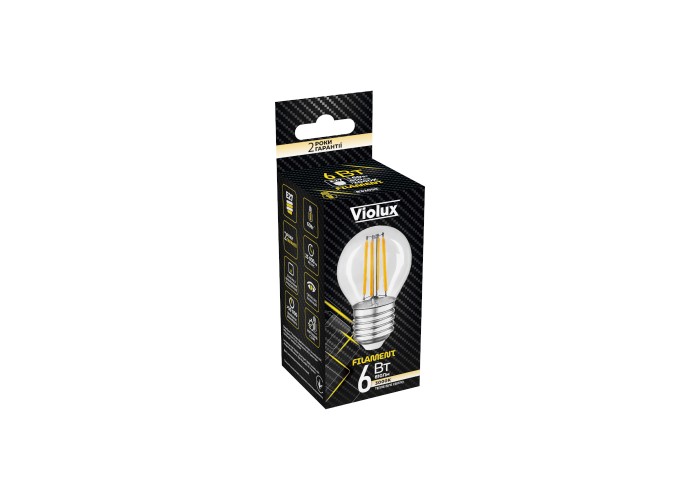Лампа LED FILAMENT G45 6W E27 3000K VIOLUX ( 832053 )