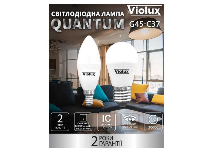 Лампа світлодіодна QUANTUM G45 8W E27 6400K Violux ( 813282 )