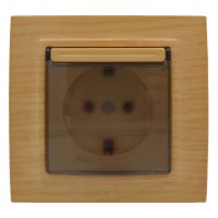 Розетка ELBI ZENA Woodline клен 1-на з заземленням з кришкою з рамкою ( 500-012700-218 )