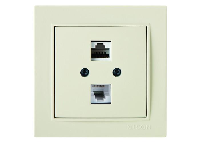 Розетка Nilson Thor кремова комп'ютерна 2-на CAT5e RJ45 ( 27121046 )
