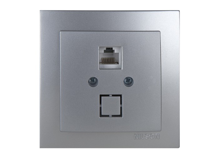 Розетка Nilson Touran срібло комп'ютерна  CAT5e RJ45 ( 24131044 )