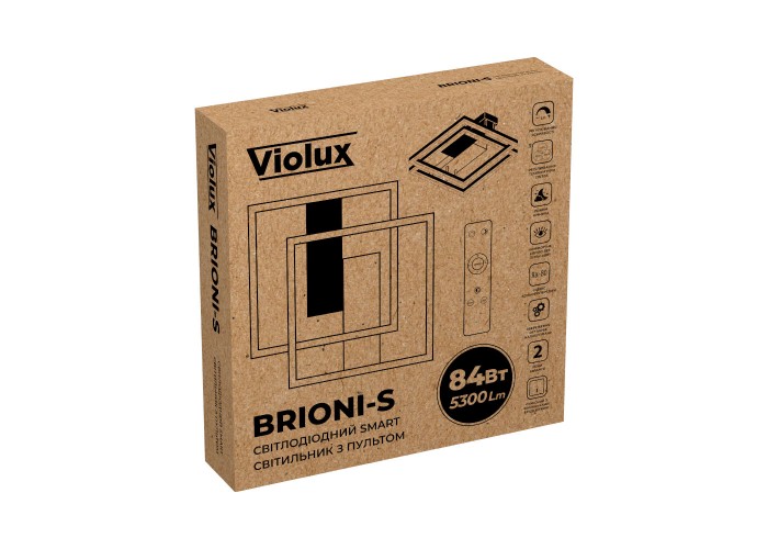 Світильник LED smart BRIONI-S+пульт 84W 3000-5000K IP20 квідрат біло-чорний Violux ( 220705 )