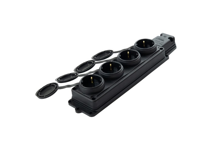 Колодка Violux каучук настінна 4-на з заземленням з кришкою IP44 ( 930730 )