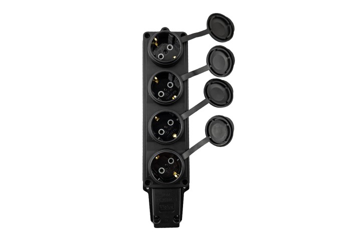 Колодка Violux каучук настінна 4-на з заземленням з кришкою IP44 ( 930730 )