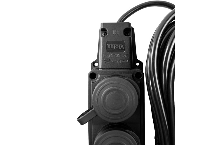 Подовжувач Violux 3р 7м без заземлення чорний IP44 каучук ( 933072 )