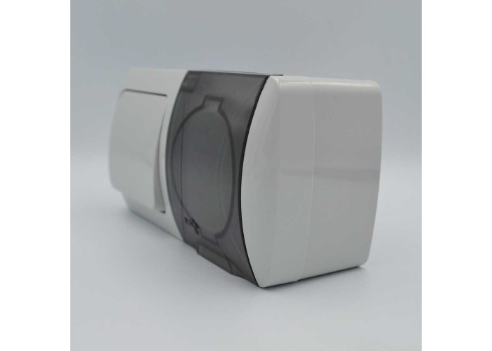 Вимикач EVA сірий 1кл + Розетка з заземленням з кришкою IP54 ( 554-011500-920 )