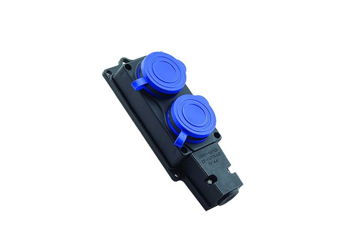 Розетка Violux каучук настінна 2-на з кришкою IP44 ( 930650 )