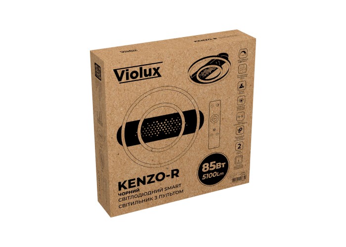 Світильник LED smart KENZO-R+пульт 85W 3000-5000K IP20 круг чорний Violux ( 220665 )