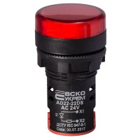 Сигнальна арматура Аско-Укрем AD22-22DS 24В AC/DC червона (A0140030047)