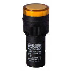 Сигнальна арматура Аско-Укрем AD16-16DS 24В AC/DC жовта (A0140030055)
