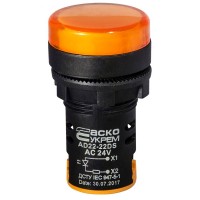Сигнальна арматура Аско-Укрем AD22-22DS 24В AC/DC жовта (A0140030049)