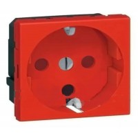 Розетка для кабель-каналу W45, 16A 250V ~ (AC), зі шторками, із заземлюючим контактом, червона