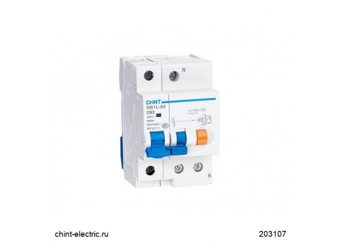 Дифференциальный автоматический выключатель nb1L 1P+N (36мм) C40*10kA, Chint [203111]
