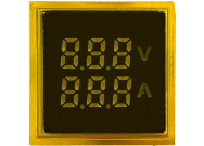Квадратный цифровой измеритель универсальный тока+напряжения ed16-22 vfad 0-100A, 50-500В желтый, Аско [a0190010048]