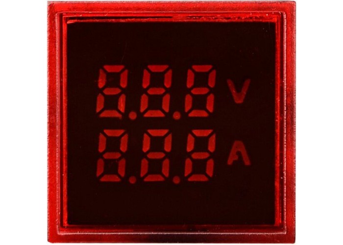 Квадратный цифровой измеритель универсальный тока+напряжения ed16-22 vfad 0-100A, 50-500В красный, Аско [a0190010131]