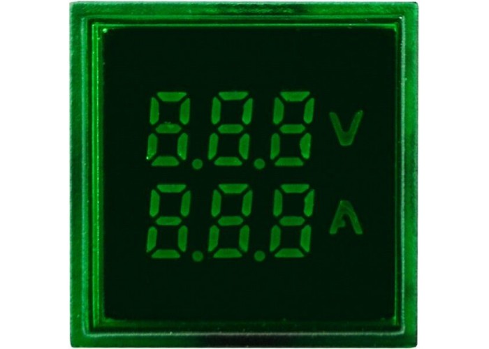 Квадратный цифровой измеритель универсальный тока+напряжения ed16-22 vfad 0-100A, 50-500В зеленый, Аско [a0190010049]