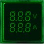 Квадратный цифровой измеритель универсальный тока+напряжения ed16-22 vfad 0-100A, 50-500В зеленый, Аско [a0190010049]