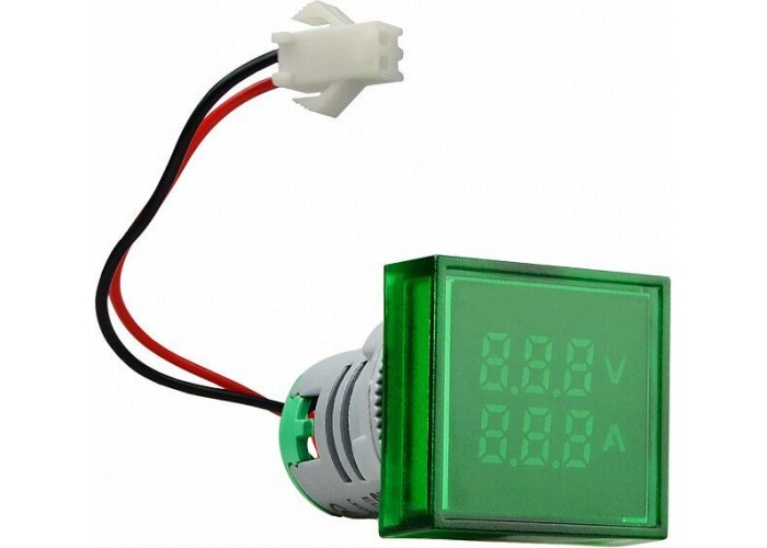 Квадратный цифровой измеритель универсальный тока+напряжения ed16-22 vfad 0-100A, 50-500В зеленый, Аско [a0190010049]