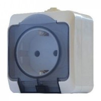 Розетка 2Р+PE с прозрачной крышкой p316-с-ip44N, Аско [рз16-з-ip44n]