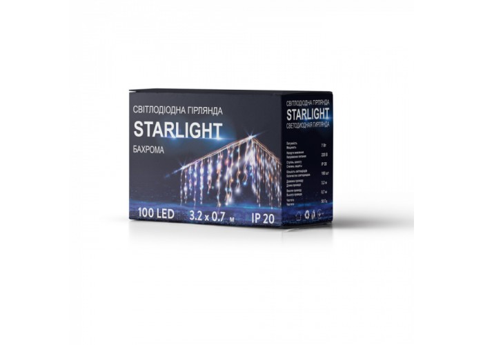 Гірлянда STARLIGHT бахрома мульті 100LED IP20 прозорий 3,2x0,7м