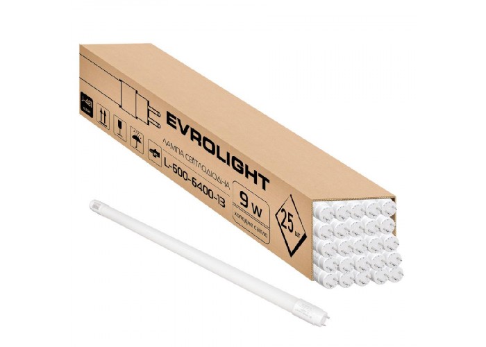 Набір лампа EVROLIGHT L-600 6400K 9Вт трубчаста LED 25 шт