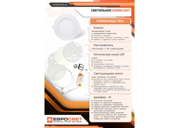 Светильник точечный врезной ЕВРОСВЕТ 12Вт квадрат LED-S-170-12 4200К