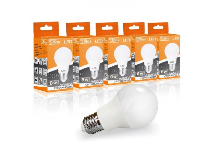 Набір LED лампа Evro Lights 8Вт 4200К A-8-4200-27 Е27 5шт