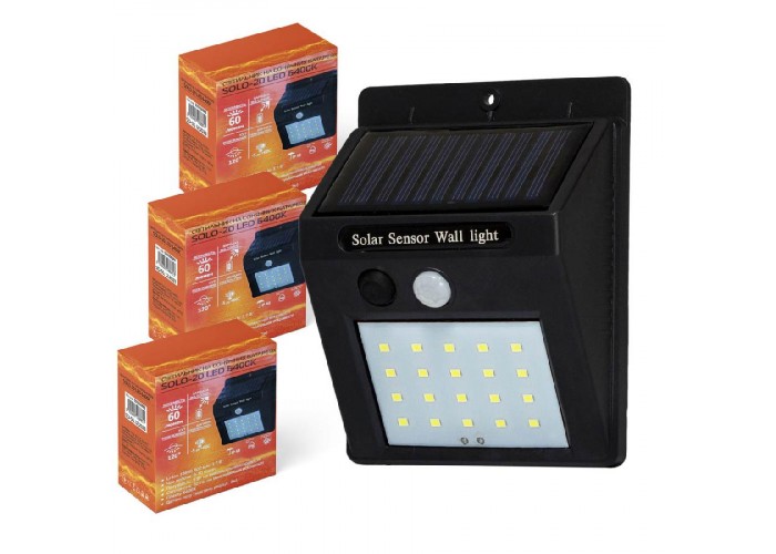Набір світильник на сонячних батареях Solo-20 LED 6400K 3 шт