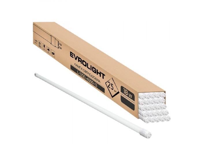 Набір лампа EVROLIGHT L-1200 4000K 18Вт G13 T8 трубчаста LED 25 шт