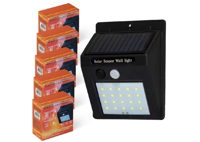 Набір світильник на сонячних батареях Solo-20 LED 6400K 5 шт