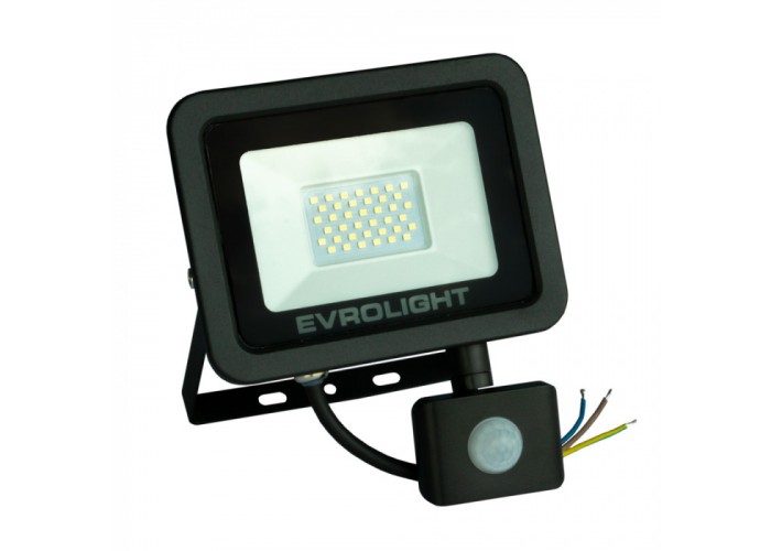 Прожектор світлодіодний з датчиком руху EVROLIGHT FM-01D-30 30W 6400К