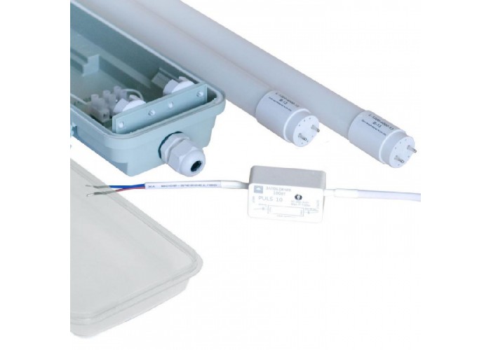 Світильник ЕВРОСВЕТ LED-SH-40 2*1200 IP65 з лампами 18Вт 6400К і запобіжником PULS-10