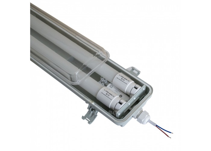 Світильник ЕВРОСВЕТ LED-SH-40 2*1200 IP65 з лампами 18Вт 6400К і запобіжником PULS-10