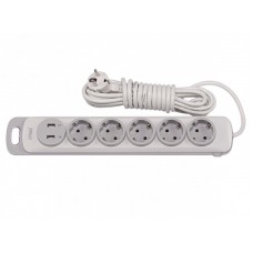 Сетевой удлинитель Luxel Nota 5 розетки 3М с заземлением и выключателем +2 USB гнезда(4373)