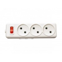Колодка Luxel AURA 3 розетки с выключателем (7421)