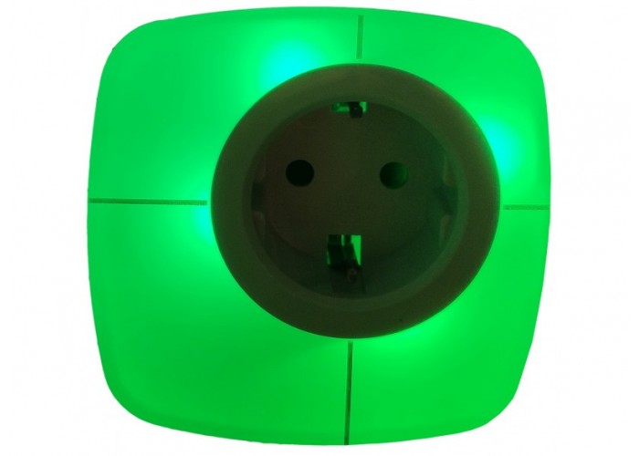 Светодиодный ночник с розеткой с переключаемыми цветами  Luxel 0,6W (NL-03W)