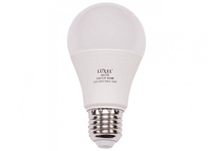 Светодиодная лампа Luxel A60 10W 220V E27 6500K (ECO 060-CE 10W)