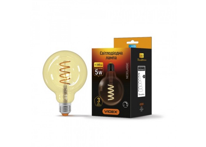 Лампа светодиодная VIDEX Filament G95FASD 5W E27 2200K 220V диммерная (25015)
