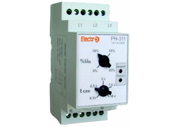 Автоматическое реле ElectrO РН-311 3 полюсы + N 2 регулировки 380В (RN3113N2)