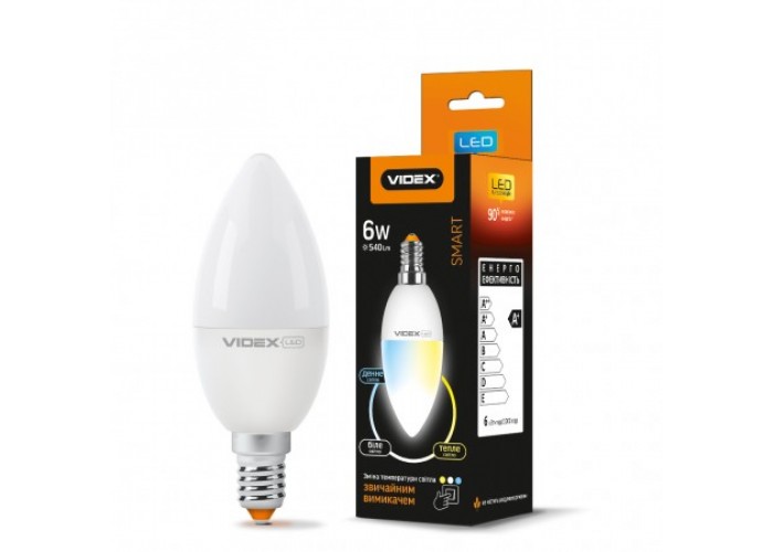 Лампа светодиодная VIDEX SMART Series C37eC3 6W E14  220V (24552)