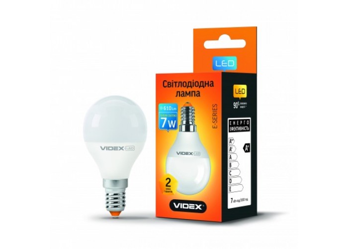 Лампа светодиодная VIDEX  G45e 7W E14 3000K 220V (24958)