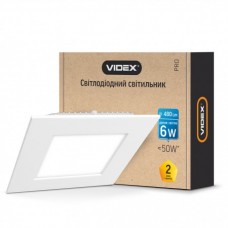 Светильник светодиодный встраиваемый VIDEX квадрат 6W 5000K 220V (24071)