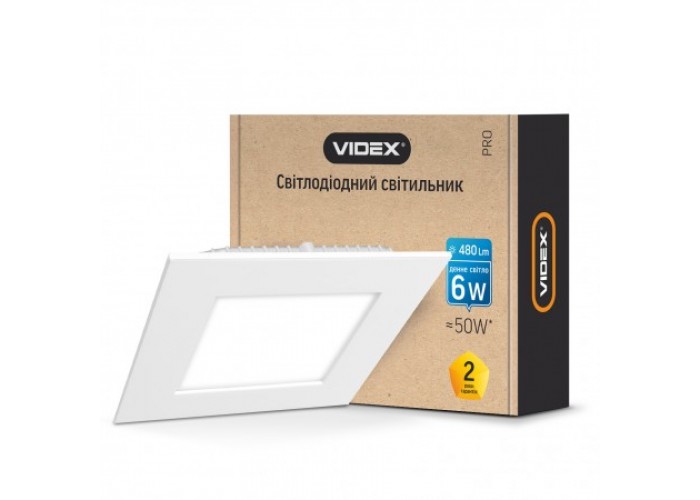 Светильник светодиодный встраиваемый VIDEX квадрат 6W 5000K 220V (24071)