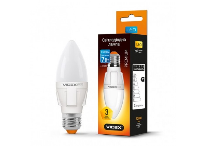 Лампа светодиодная VIDEX C37 7W E27 4100K 220V (23881)