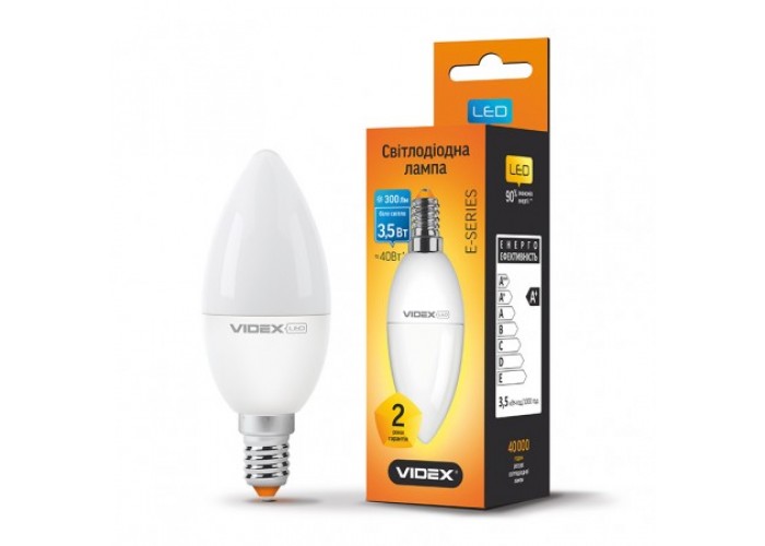 Лампа светодиодная VIDEX C37e 3.5W E14 4100K 220V (23494)